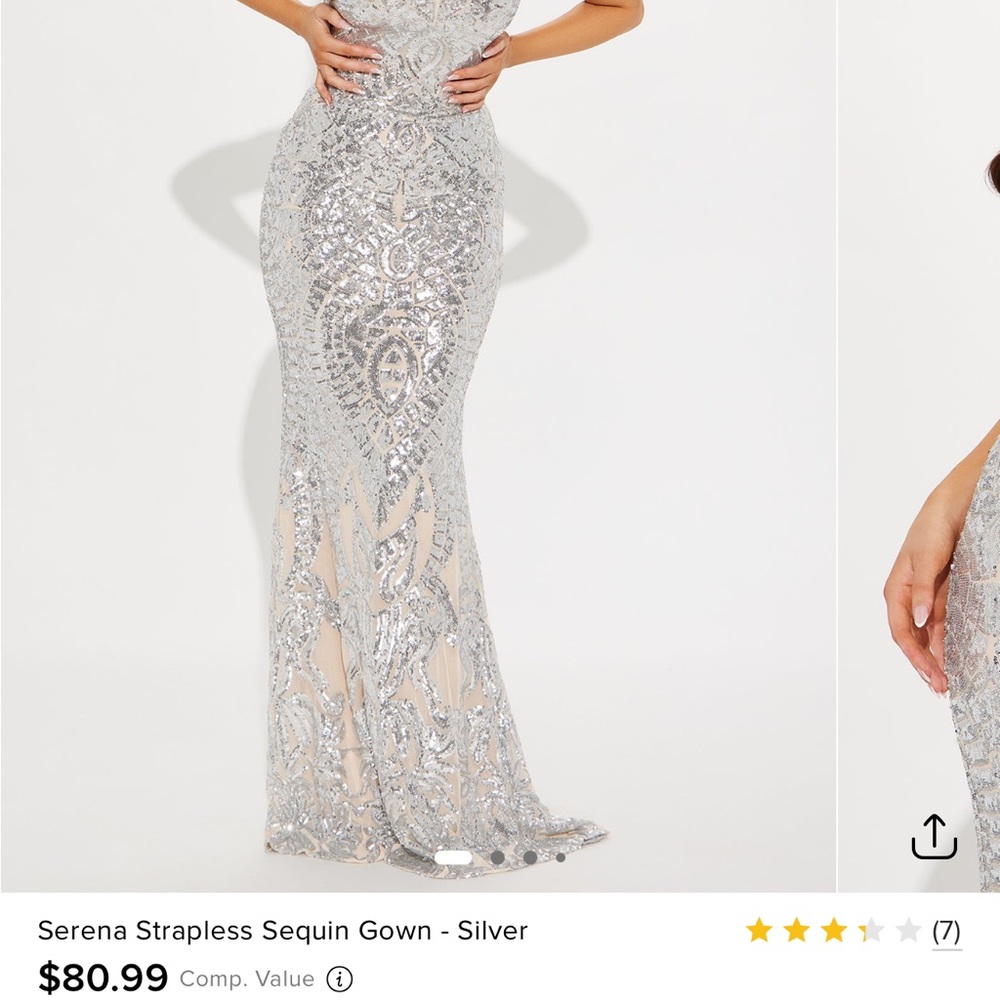 Serena Strapless Sequin Gown - Silver
